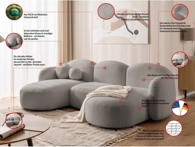 Divano angolare grigio (a U) con rivestimento in bouclé Orbit – Ropez