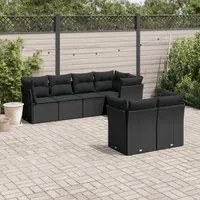 Set Divani da Giardino con Cuscini 7pz Nero Polyrattancod mxl 87231