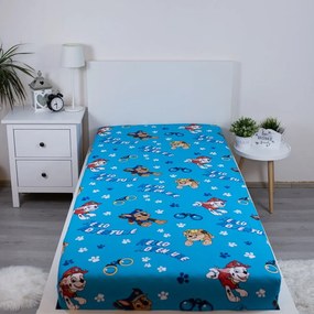 Lenzuolo con angoli per bambini blu in cotone per letto singolo 90x200 cm Paw Patrol – Jerry Fabrics