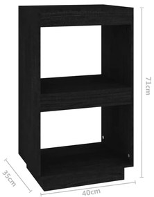 Libreria Nera 40x35x71 cm in Legno Massello di Pino