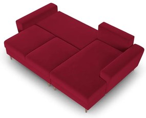 Divano angolare rosso allungabile e con contenitore (con penisola a destra/con chaise lounge) con rivestimento in velluto Kyoto – Cosmopolitan Design