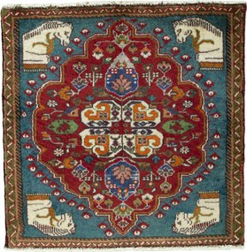Shiraz Tappeto persiano 60x60 Rosso (Iran) Annodato A Mano