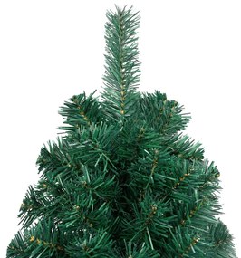 Albero di Natale a Metà Preilluminato con Palline Verde 240 cm
