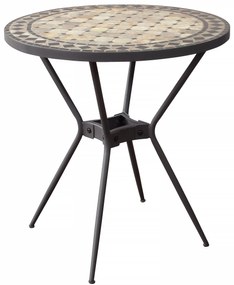 BRAIS - tavolo con piano rotondo e mosaico beige e antracite