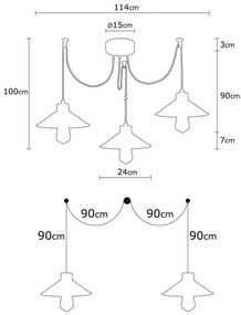 Lampadario a sospensione con filo MANAVGAT 3xE27/40W/230V ragno