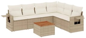 Set divani da giardino 7 pz con cuscini beige in polyrattan