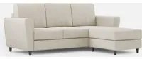 Divano 3 Posti con Pouf 212x155x85 cm Yasel in Tessuto Latte