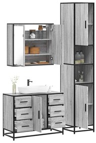 Set Mobili Da Bagno 3 Pz Grigio Sonoma İn Legno Multistrato /