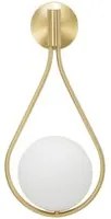 Lampada da Muro Glamy Drop 24x20x52 cm in Ferro e Vetro Oro e Bianco