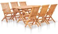 Set da Pranzo da Giardino 7 pz Pieghevole in Massello di Teak 48999