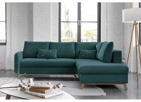 Divano letto angolare turchese L, angolo destro Scandic Lagom - Miuform