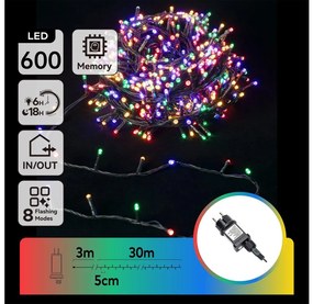 Aigostar - LED RGBY Catena di Natale per esterni 600xLED/6W/230V/8 funzioni 30m IP44