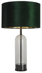 Lampada da tavolo oxford - vetro, metallo nero, marmo e paralume verde