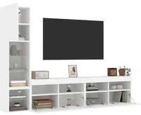 Mobili TV a Muro con LED 4pz Bianchi in Legno Multistrato 3216711