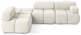 Divano angolare componibile bianco (con penisola a sinistra) con rivestimento in velluto Lokua – Makamii