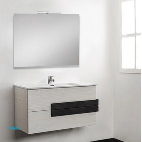 Mobile Bagno "Double 90" Sospeso Portuna Bianco/Grigio Ardesia Con Due Cassetti