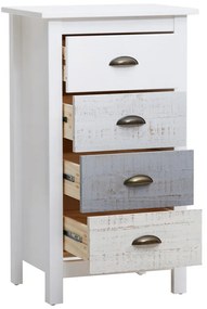 Cassettiera alta bianca e grigia con 4 cassetti , 46 x 80 cm Romantica - Marckeric