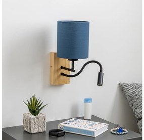 Brilagi - Applique a LED NUBILA WOOD 1xE27/25W/230V+ LED/3W quercia/blu scuro