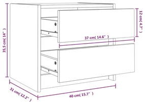 Comodino 40x31x35,5 cm in Legno Massello di Pino