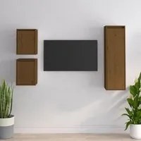 Mobili Porta TV 3 pz Marrone Miele in Legno Massello di Pino 3100167