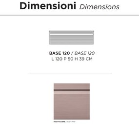 Cassetto porta lavabo in PVC 120 cm sospeso da bagno RIO Rosa Polvere
