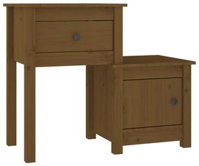 Comodino Miele 79,5x38x65,5 cm in Legno Massello di Pino