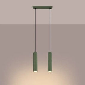 Sollux SL.1612 - Lampadario a sospensione con filo KARBON 2xGU10/10W/230V verde