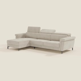 Capri Divano letto angolare con penisola contenitore e poggiatesta reclinabili - elegante tessuto smacchiabile T30