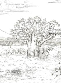 Isidore Leroy Carta da parati panoramica Vallee du Rift Grisaille - Panel A