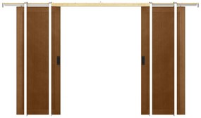 Porta scorrevole doppia con sistema a incasso 2 x H205 x L83 cm in MDF e Legno Naturale scuro - SANDORA