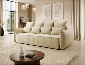 Divano beige allungabile/con contenitore e rivestimento in velluto 242 cm Weltton – ELTAP