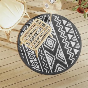Tappeto Da Esterni Arakıl Nero Ø120 Cm İn Pp /