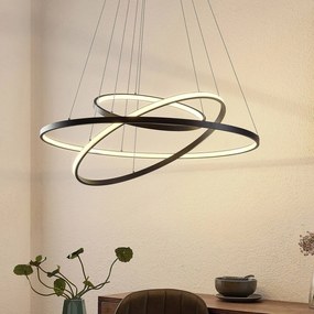 Lampada LED a sospensione Lucande Ezana, nero, metallo, Ø 80 cm Ezana Lucande, dimmerabile, Nero, Soggiorno / Sala da pranzo, Metallo, Moderno