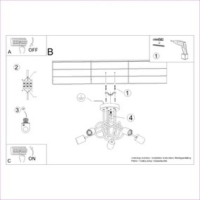 Sollux SL.1475 - Lampadario a plafone EMBER 5xE27/15W/230V bianco/beige/faggio