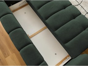 Divano verde allungabile e con contenitore rivestito in ciniglia 251 cm Fuji – Bobochic Paris