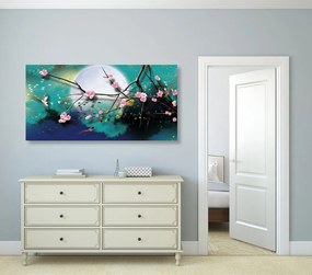 Quadro su tela – Rami dell'albero sotto la luna piena