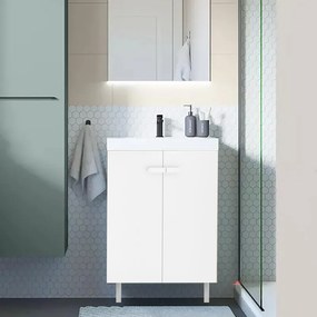 Mobile bagno con lavabo L 50 x H 80 x P 40 cm bianco, 2 ante per vasca a sinistra Easy