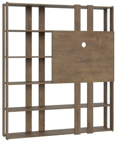 Libreria in legno Noce 178x204h cm con porta tv e 6 ripiani - KATO N