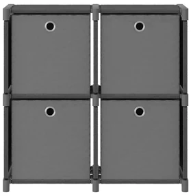 Mensola con 4 vani a cubo e scatole grigia 69x30x72,5cm tessuto