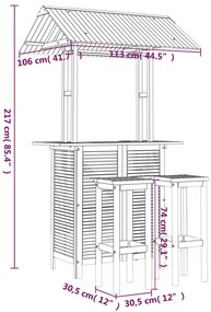 Set da Bar per Giardino 3 pz in Legno Massello di Acacia