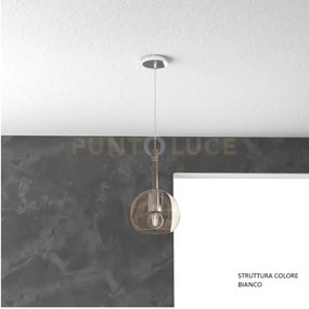 Sosp. bianco 1 luce piccola ambra 1155bi-sp-am