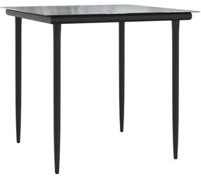 Set da pranzo da giardino 5 pz nero in acciaio e textilene