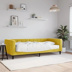Divano letto con materasso giallo 90x200 cm in velluto