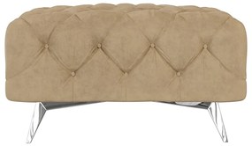 Poggiapiedi marrone chiaro con rivestimento in velluto Chelsea – Ropez