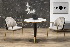 Tavolo Morata effetto marmo bianco / dorato - Ø79 x h74 cm
