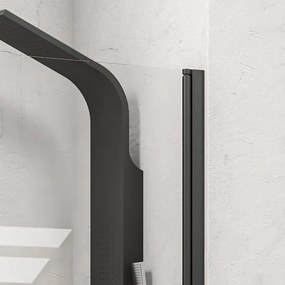 Kamalu - porta doccia per nicchia 80-85 cm doppio battente profili neri kn-saloon