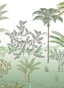 Isidore Leroy Carta da parati panoramica Jardin des Oiseaux Jade - Panel C