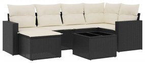 Set Divani da Giardino con Cuscini 7pz Nero Polyrattan