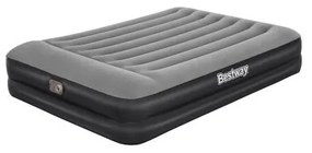 67403 Airbed Tritech Bicolor Nero/Grigio Matrimoniale Plus Floccato Cm 203X152X46 Pompa Elettrica Integrata e Sacca - Bestway