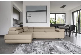 Divano angolare beige allungabile/con contenitore (con penisola a sinistra/a L) Anton – ELTAP